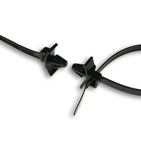 100 Pack 6" Black Push Mount Wing Cable Ties (40 lb.)
