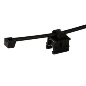 Black roof rack crossbar with mounting brackets and hardware.
