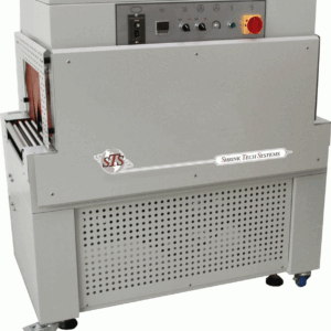 Industrial shrink wrap machine by Shrink Tech Systems with control panel and perforated lower.