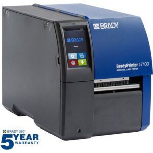 Brady i7100 industrial label printer with blue and black casing and control panel.