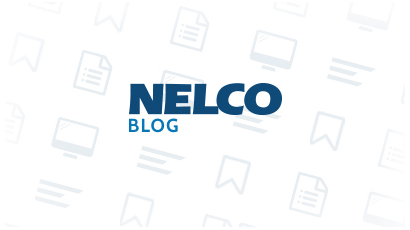 Nelco Blog logo with light gray document icons in the background.