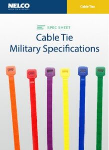 Six colored cable ties arranged in a row: orange, red, purple, yellow, blue, and green.
