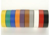 Rolls of colored adhesive tape arranged in a row.